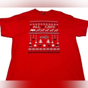 Washington Capitals Hockey ALL CAPS Holiday Shirt XL Hanukkah Ugly Christmas Red